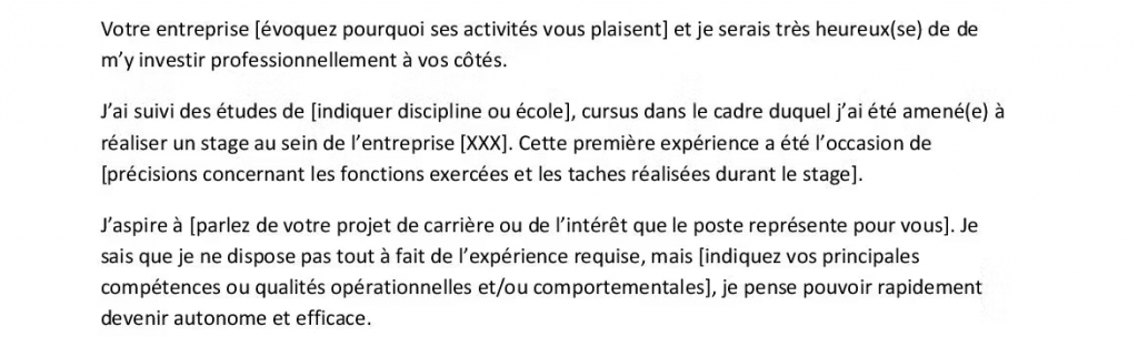 Comment rédiger une lettre de motivation passe partout - exemple du corps
