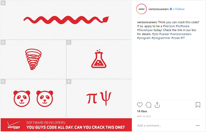 exemple d'annonce originale de recrutement : Verizon et leur challenge exemple d'annonce originale de recrutement : Verizon et leur challenge