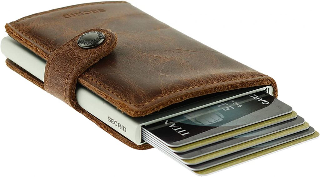 Porte-carte vintage Secrid RFID marron et des cartes