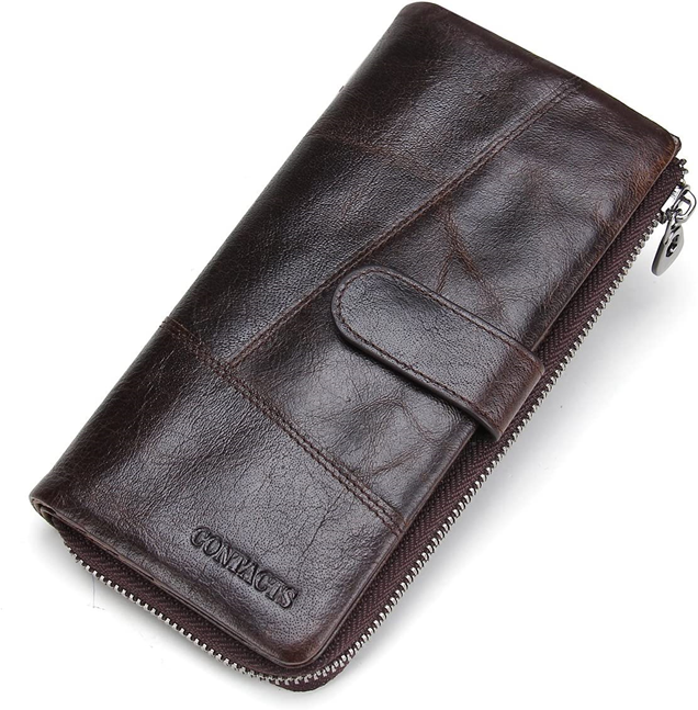 Meilleurs grands portefeuilles pliants Contacts Portefeuille en Cuir véritable à Deux Plis 
